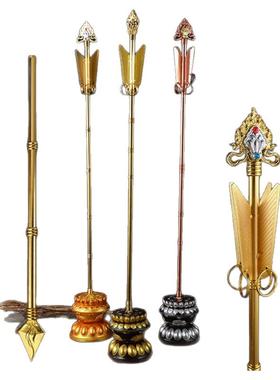 藏式合金招财箭可选适配招财箭底座锡杖五彩旗幡装饰吉祥箭摆件