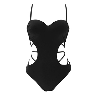 女泳衣2025新款黑色大小胸挂脖性感露背温泉连体显瘦高级感纯欲风