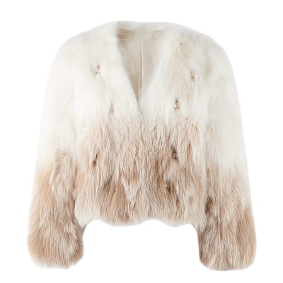 MISSCOCOON可可尼渐变色外套女2025秋冬新款高级感短款狐狸毛皮草