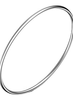 单个时尚风亮面光圈女友纯银手镯