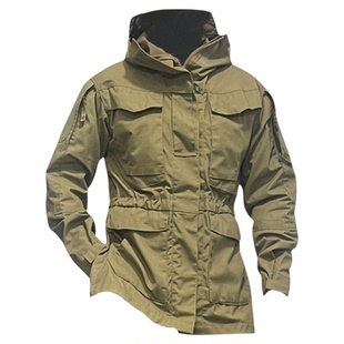 春秋男M65战术收腰风衣户外套防风中长款迷彩战地冲锋衣登山服