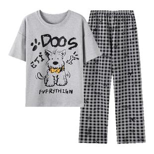 卡之恋睡衣女款夏季纯棉带胸垫短袖长裤2026新款超火家居服可外穿