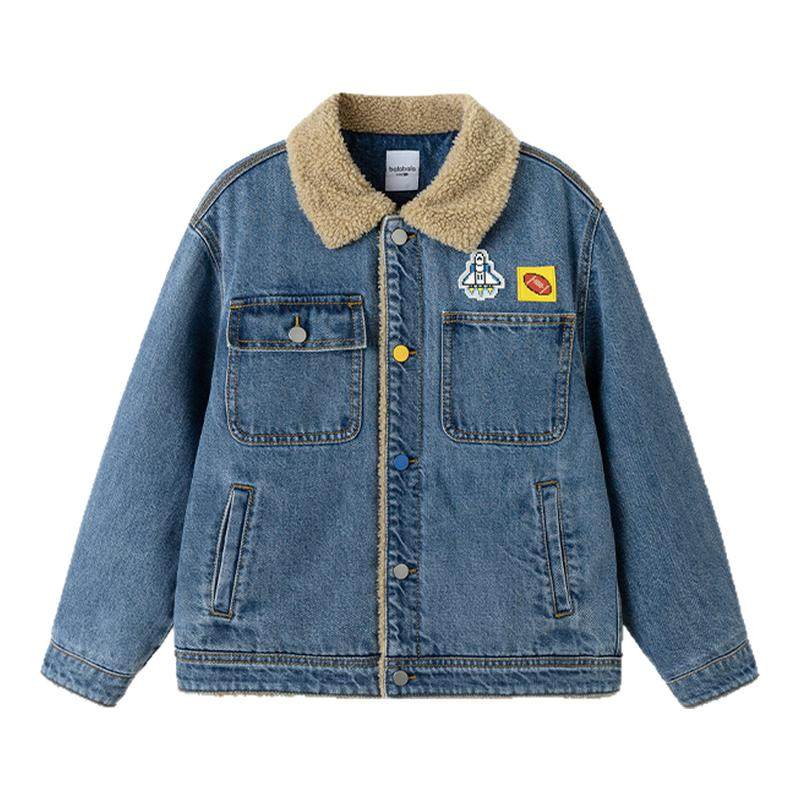 巴拉巴拉棉服男童拼接牛仔夹克潮