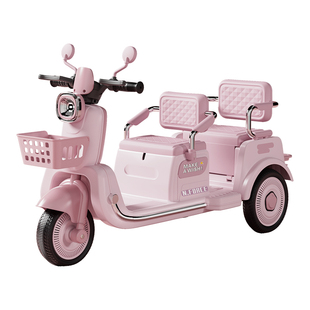 儿童电动摩托车三轮车宝宝双人充电遥控车男女小孩可坐玩具车新款