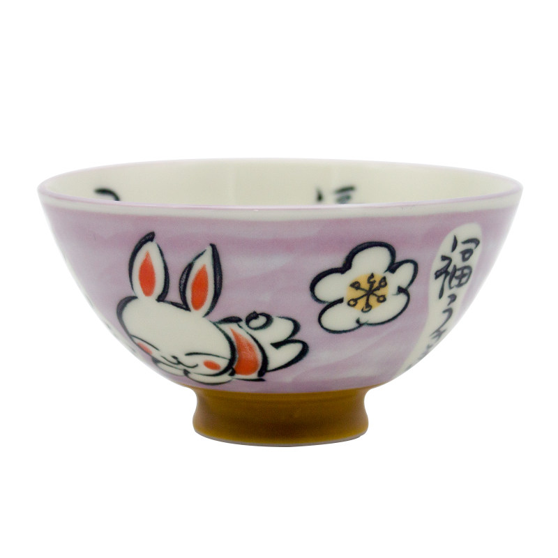 日本原装进口餐具美浓烧陶瓷碗日式家用饭碗和式釉下彩米饭碗福兔
