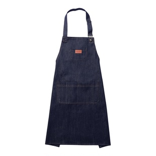 北欧简约无袖牛仔围裙咖啡厅饭店餐馆男女同款工作服厨房创意家用