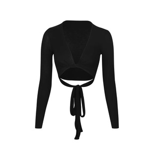 ZYM25078【云绒】上衣绑带设计拉丁舞练功服冬装女长袖多种穿法