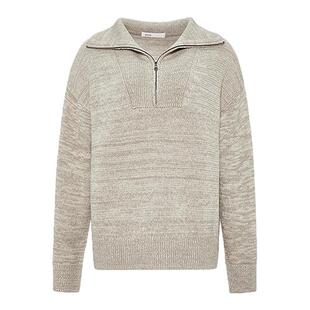 MOUSSY 冬季新品休闲风半拉链套头毛针织衫女031IAA70-1781