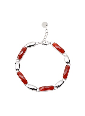 设计师款红玛瑙手链银镶精致手饰