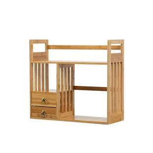 楠竹简易办公桌上小书架儿童台面收纳架实木桌面书柜书桌置物架