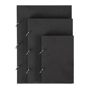 元浩黑卡纸活页本A4手绘本8K涂鸦黑色卡纸加厚硬壳diy相册美术生专用丙烯画画8K水彩本绘画小随身迷你可拆卸