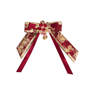 十三余童装【白马嘉岁】红色新年款蝴蝶结配饰