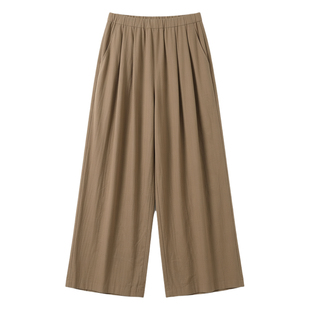 中国风棉麻阔腿裤女2026春新款休闲宽松直筒裤长款垂坠感苎麻裤子
