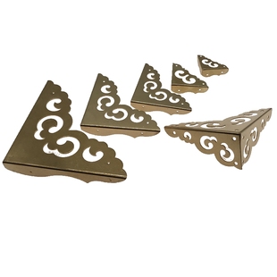 仿古铜包角樟木箱子包边铜护角中式家具纯铜配件三面角花祥云角片