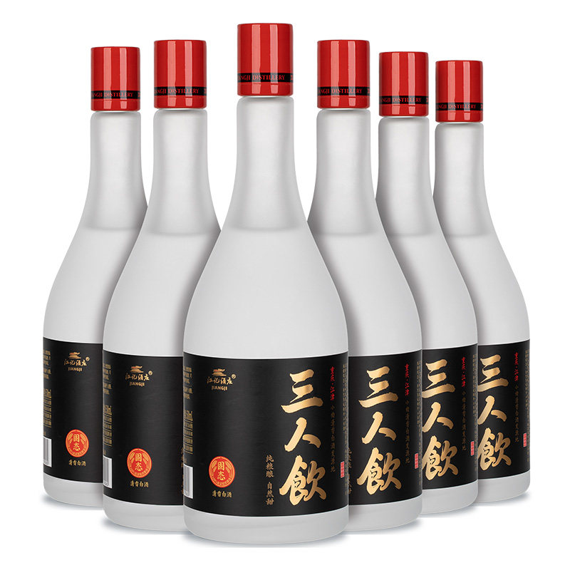 江小白三人饮52度500ml*6瓶白酒清香酒高粱酒粮食酒口粮酒