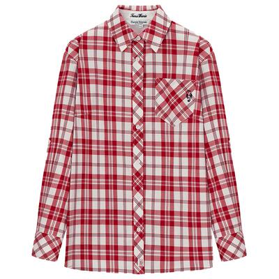 TeenieWeenie小熊奥莱女装衬衫春季休闲复古时尚格纹长袖红色上衣