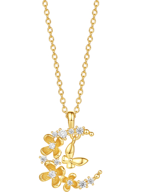 周六福S925银女蝴蝶项链