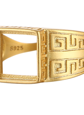 方形马鞍纯银戒指空托男女