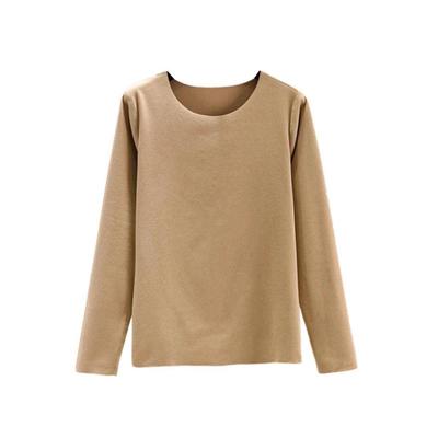 秋冬德绒无痕内搭长袖T恤女休闲磨毛保暖上衣加绒加厚秋衣打底衫