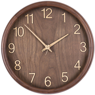 2025新款实木静音客厅挂钟石英钟创意电波钟新中式钟表高级感时钟