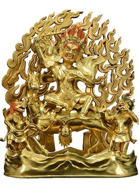 藏式铜鎏金工艺吉祥天母铜像摆件