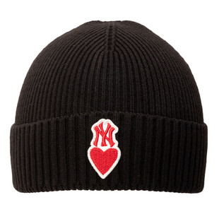 MLB儿童毛线帽男女童NY爱心刺绣可爱针织帽户外保暖冷帽7ABNH0136