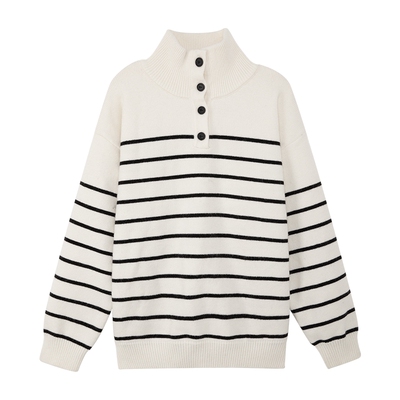 男童学院风毛衣绵软黑白条纹