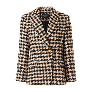 Parisa Wang毛呢大衣西装外套千鸟格纹羊毛外衣通勤质感 纽约系列