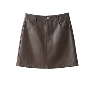 海宁真皮皮裙女高腰绵羊皮短裙2025秋冬新款百搭a字包臀半身裙