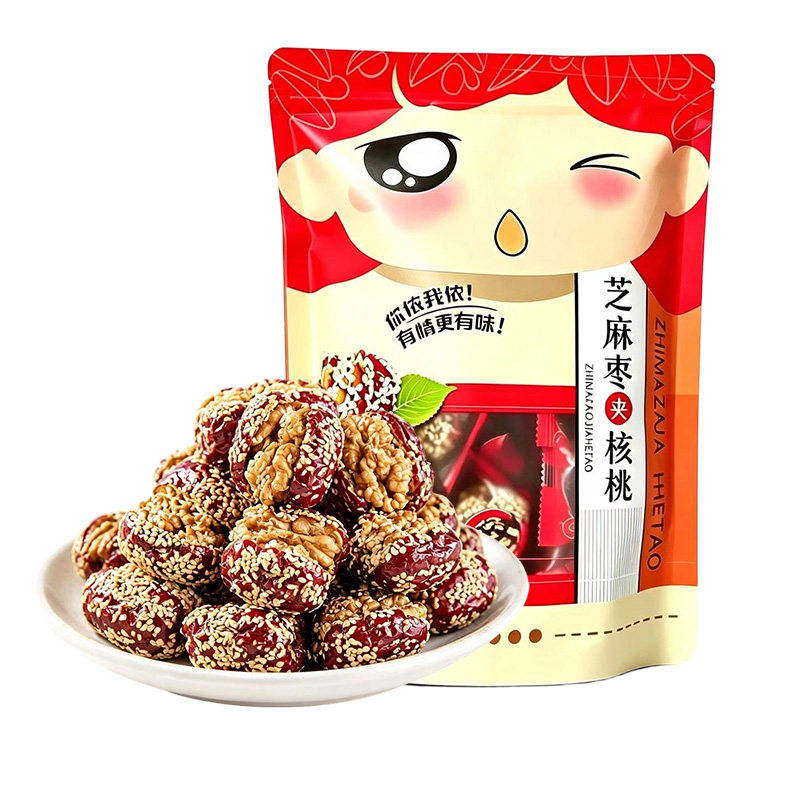 芝麻红枣夹核桃仁新疆和田大红枣枣类制品