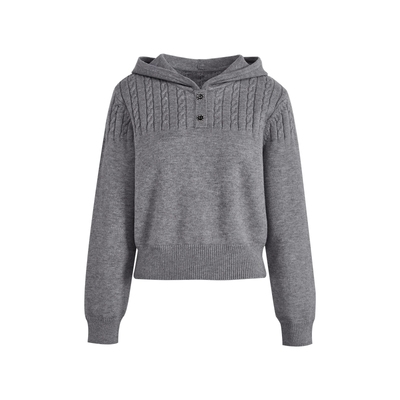 灰色连帽毛衣针织两件套