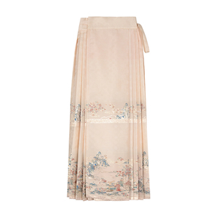 固执夏季新款中式一片式绑带长款提花改良马面裙50042BQ09350