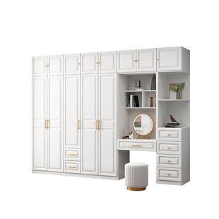 实木对开门衣柜卧室家用梳妆台一体收纳柜出租房用包安装简易衣橱