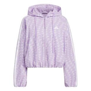 拒水满印休闲连帽夹克外套女装adidas阿迪达斯官方outlets轻运动