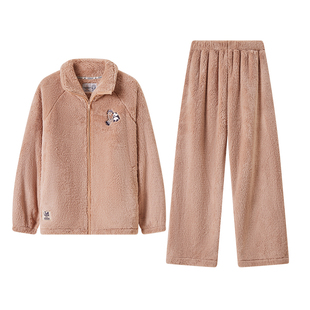 TeenieWeenie小熊女士北极绒睡衣秋冬季连帽加厚保暖家居服套装男
