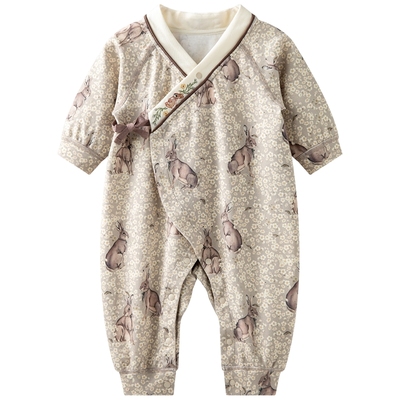 [花间奏]aqpa爱帕宝宝儿童秋冬新品长袖绑带连体衣新生儿绑带和服