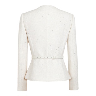 朗姿/MOJO春季新品2026立体收腰西装外套女米白色肌理感短外套