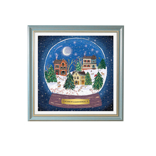 galison冬灯拼图裱框圣诞相框架挂墙装裱节日繁花盛开diy卡纸画框