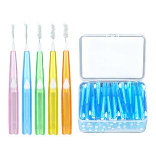 cleanpik牙缝刷60支装推拉式牙间刷正畸牙刷齿间刷软毛不锈钢丝