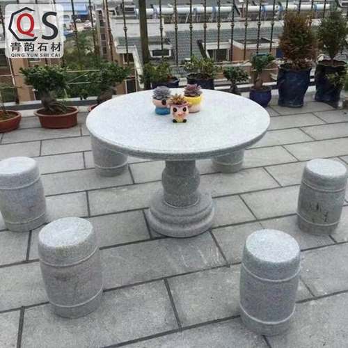 芝麻灰花岗岩石桌芝麻白家芝麻花岗岩庭院外用户芝麻灰黑桌椅墩石