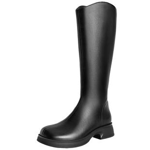 百丽女靴显瘦弹力靴女冬季新款鞋子靴子加绒长筒靴骑士靴A2J1DDG3