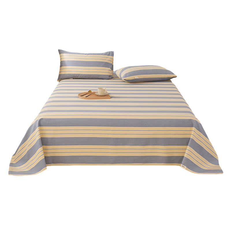 加厚原棉老粗布床单单件亚麻棉麻被单炕单枕套三件套宿舍单人学生