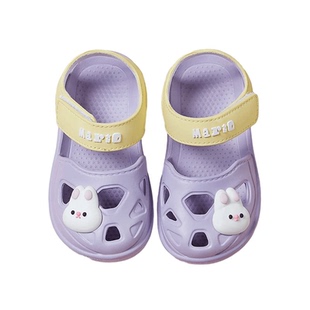 幸福玛丽儿童凉鞋夏季洞洞鞋女童包头魔术贴防滑男童户外沙滩可爱
