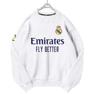 皇马球衣20-21队服阿扎尔本泽马足球迷服圆领卫衣男女长袖上衣服