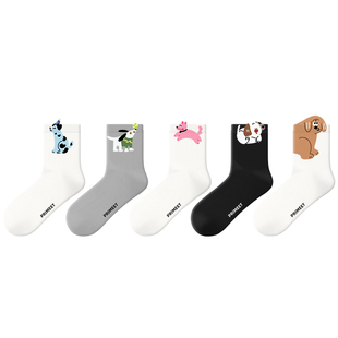Primeet派米小狗袜子女中筒袜2026新款可爱运动棉袜中短筒ins袜棉