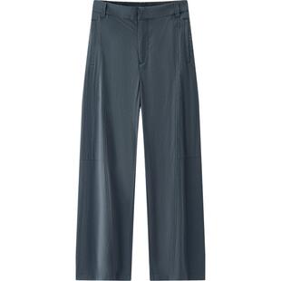 森马休闲裤女夏季灰色分割宽松弧形阔腿裤质感慵懒风百搭潮流长裤