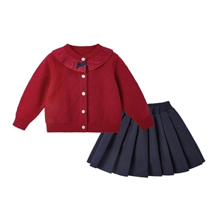 [抗菌远红外]女童春装套装宝宝秋冬红色喜庆大童洋气儿童女孩衣服