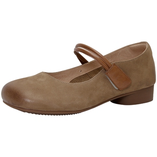 商场同款百田森头层牛皮女鞋真皮单鞋女新款玛丽珍超软晚晚鞋