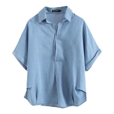 bana日单夏大码Polo牛仔衬衫