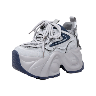 超高跟内增高10CM厚底松糕坡跟系带老爹鞋防滑显瘦休闲运动鞋单鞋